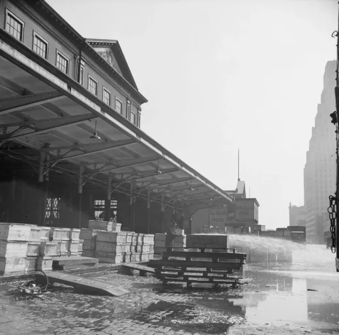 Framed Print : Late evening scene at the Fulton fish market, New York, 1943. Creator: Gordon Parks Framed Print : Late evening scene at the Fulton fish market, New York, 1943. Creator: Gordon Parks