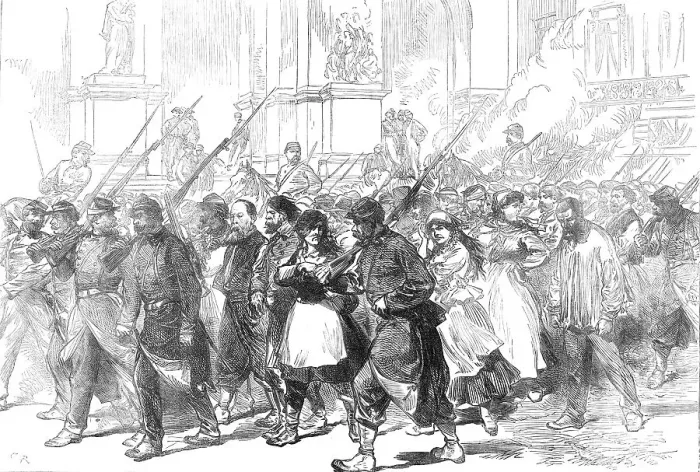 Framed Print : The Late Events in Paris: Communist prisoners led through the Place de l'Opera, 1871. Creator: C. R Framed Print : The Late Events in Paris: Communist prisoners led through the Place de l'Opera, 1871. Creator: C. R