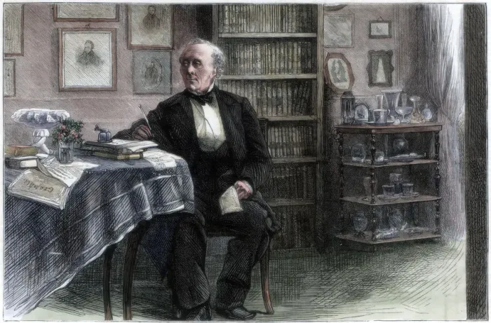 Framed Print : The late Hans Christian Andersen in his study, c1850-1875. Artist: Hans Christian Andersen Framed Print : The late Hans Christian Andersen in his study, c1850-1875. Artist: Hans Christian Andersen