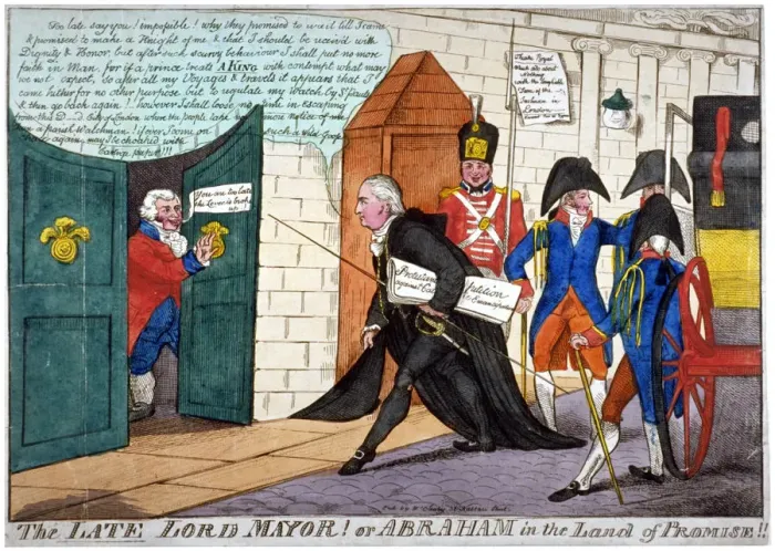 Framed Print : The Late Lord Mayor! or Abraham in the Land of Promise!!!, 1813 Framed Print : The Late Lord Mayor! or Abraham in the Land of Promise!!!, 1813