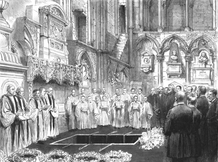 Framed Print : The Late Robert Browning-The funeral ceremony in Westminster Abbey, 1890. Creator: Unknown Framed Print : The Late Robert Browning-The funeral ceremony in Westminster Abbey, 1890. Creator: Unknown