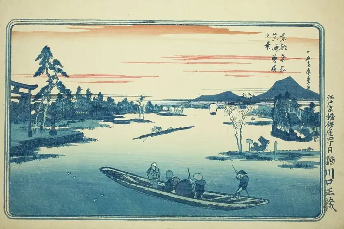 Framed Print : Late Spring at Massaki (Massaki boshun no kei), from the series Famous Views of the... c. 1831. Creator: Ando Hiroshige. Late Spring at Massaki (Massaki boshun no kei), from the series Famous Views of the... c. 1831. Creator: Ando Hiroshige Framed Print : Late Spring at Massaki (Massaki boshun no kei), from the series Famous Views of the... c. 1831. Creator: Ando Hiroshige. Late Spring at Massaki (Massaki boshun no kei), from the series Famous Views of the... c. 1831. Creator: Ando Hiroshige