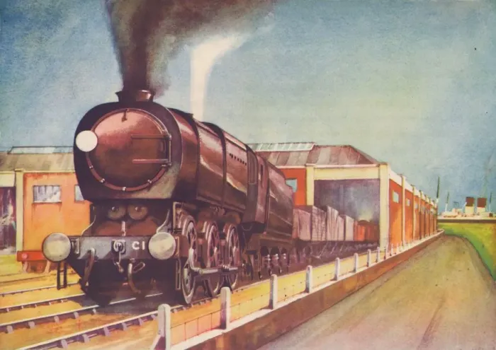 Framed Print : Latest Austerity Freight Engine, S. R. at Southampton Docks, 1940 Framed Print : Latest Austerity Freight Engine, S. R. at Southampton Docks, 1940