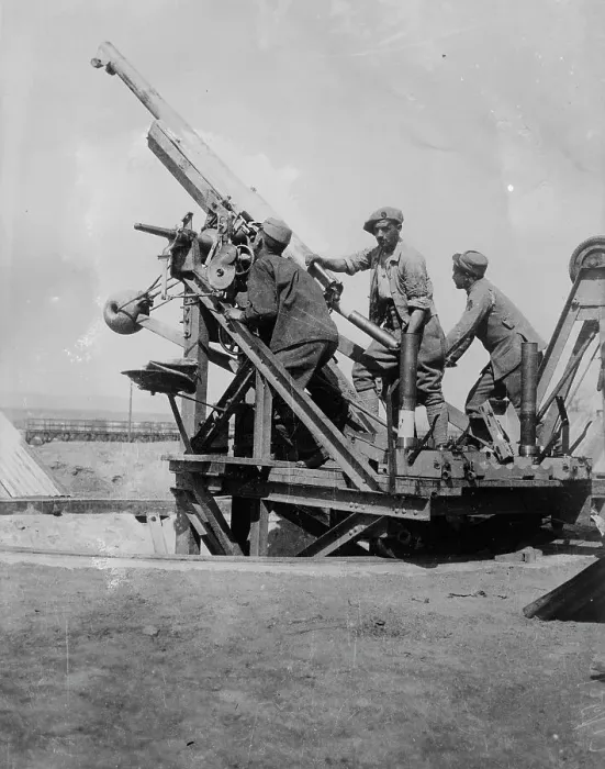Framed Print : Latest French anti-aircraft gun, 1917 29 Nov 1917. Creator: Bain News Service Framed Print : Latest French anti-aircraft gun, 1917 29 Nov 1917. Creator: Bain News Service