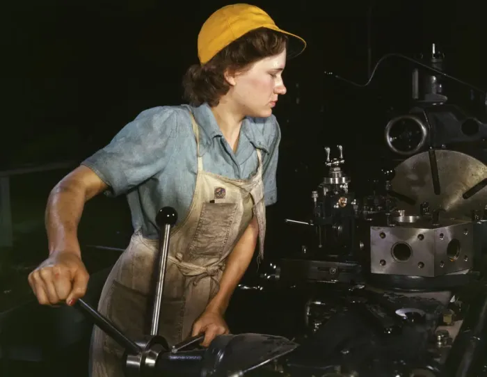 Framed Print : Lathe operator machining parts... Consolidated Aircraft Corporation plant, Fort Worth, TX, 1942. Creator: Howard Hollem Framed Print : Lathe operator machining parts... Consolidated Aircraft Corporation plant, Fort Worth, TX, 1942. Creator: Howard Hollem