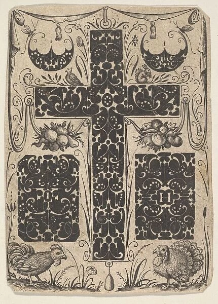 Latin Cross with Birds and Smaller Motifs, ca. 1614-19. Creator: Jacques Hurtu