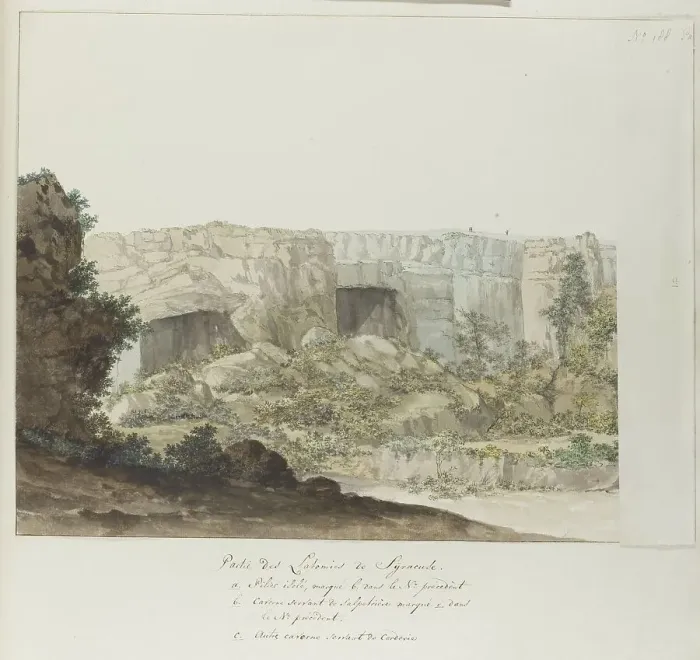 Framed Print : Part of Latomia caves at Syracuse, 1778. Creator: Louis Ducros Framed Print : Part of Latomia caves at Syracuse, 1778. Creator: Louis Ducros