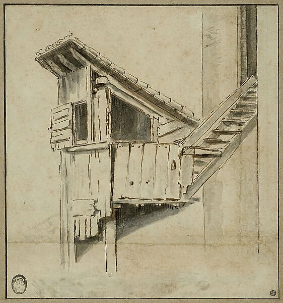A latrine, c17th century. Creator: Anon