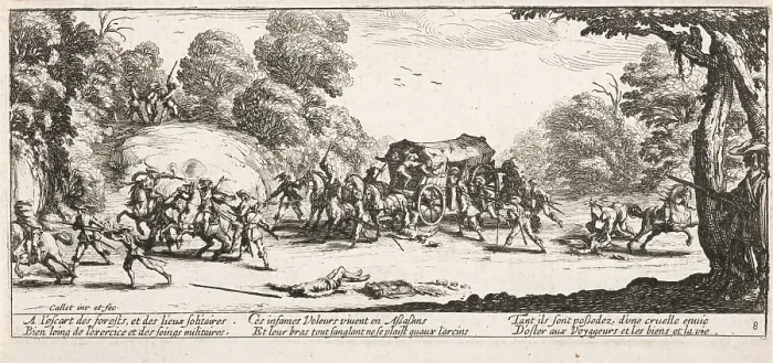Framed Print : L'Attaque de la diligence (Attacking a Diligence), 1633. Creator: Jacques Callot. L'Attaque de la diligence (Attacking a Diligence), 1633. Creator: Jacques Callot Framed Print : L'Attaque de la diligence (Attacking a Diligence), 1633. Creator: Jacques Callot. L'Attaque de la diligence (Attacking a Diligence), 1633. Creator: Jacques Callot