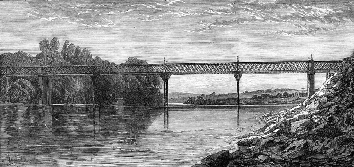 Framed Print : Lattice-girder bridge over the River Wye, 1865. Creator: Unknown Framed Print : Lattice-girder bridge over the River Wye, 1865. Creator: Unknown
