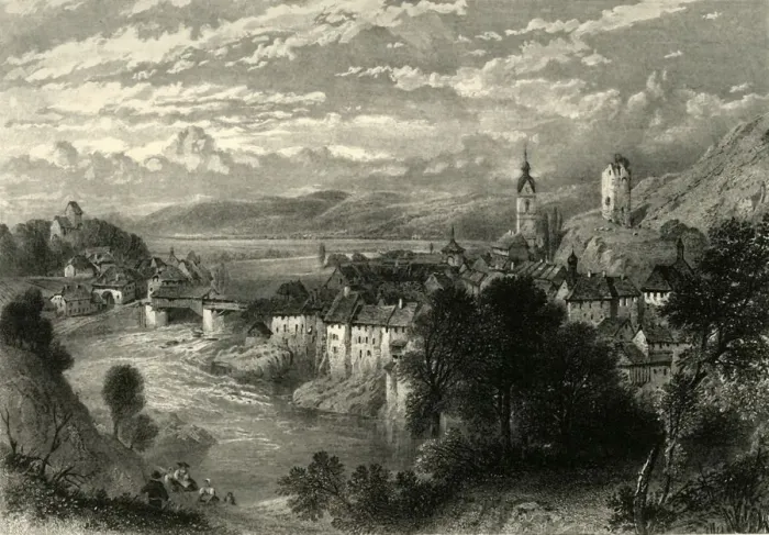 Framed Print : Laufenburg, c1872. Creator: E I Roberts Framed Print : Laufenburg, c1872. Creator: E I Roberts