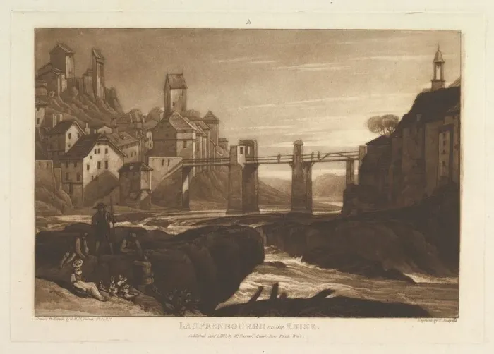 Framed Print : Lauffenbourgh on the Rhine (Liber Studiorum, part VI, plate 31), January 1, 1811 Framed Print : Lauffenbourgh on the Rhine (Liber Studiorum, part VI, plate 31), January 1, 1811