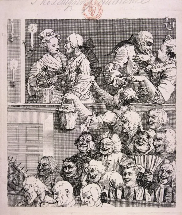 Framed Print : The laughing audience, 1733. Artist: William Hogarth Framed Print : The laughing audience, 1733. Artist: William Hogarth