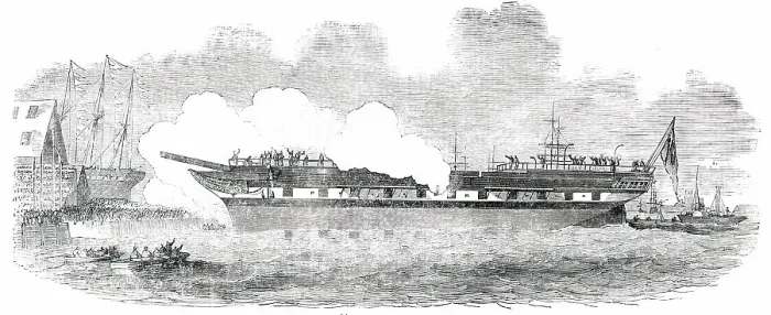 Framed Print : Launch of a 14-Year First Class Ship, at Dundee, 1850. Creator: Unknown Framed Print : Launch of a 14-Year First Class Ship, at Dundee, 1850. Creator: Unknown