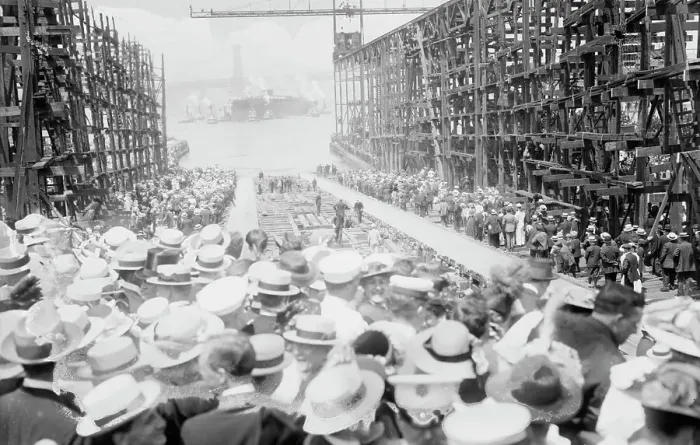 Framed Print : Launch of ARIZONA, between c1910 and c1915. Creator: Bain News Service Framed Print : Launch of ARIZONA, between c1910 and c1915. Creator: Bain News Service