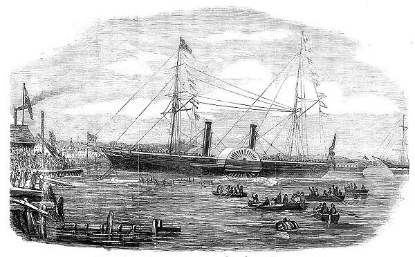 Launch of the Australian Steam-ship 'Pacific', at Millwall, 1854. Creator: Unknown. Launch of the Australian Steam-ship 'Pacific', at Millwall, 1854. Creator: Unknown