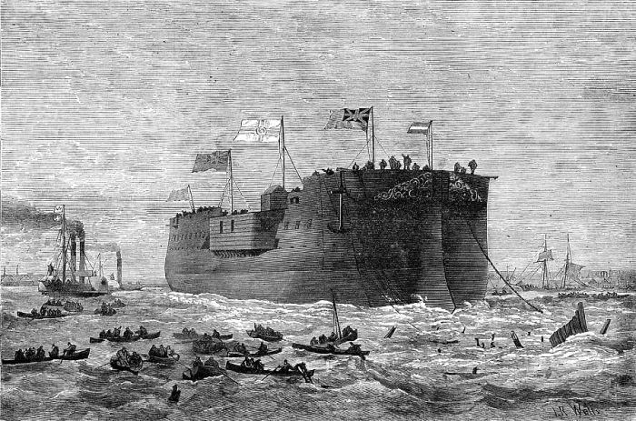 Framed Print : Launch of the German frigate Kaiser at Poplar, 1874. Creator: Josiah Robert Wells Framed Print : Launch of the German frigate Kaiser at Poplar, 1874. Creator: Josiah Robert Wells