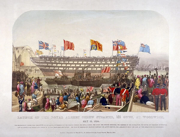 Launch of HMS Royal Albert, Woolwich Royal Dockyard, Kent, 1854