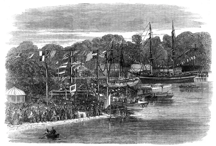 Framed Print : The launch of the Ipswich Life-Boat, 1862. Creator: Unknown Framed Print : The launch of the Ipswich Life-Boat, 1862. Creator: Unknown