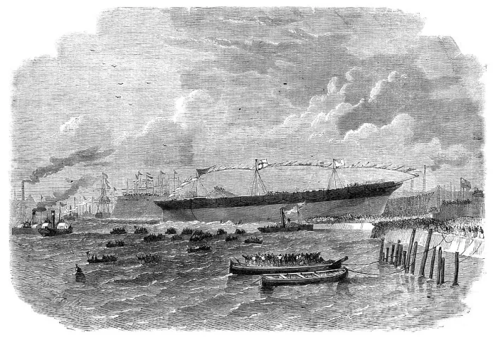 Framed Print : Launch of the Knight Commander, iron screw steam-ship, built at Dublin, 1864. Creator: Smyth Framed Print : Launch of the Knight Commander, iron screw steam-ship, built at Dublin, 1864. Creator: Smyth