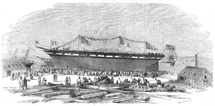 Framed Print : Launch of The Napoleon III, at Ardrossan, 1854. Creator: Unknown. Launch of The Napoleon III, at Ardrossan, 1854. Creator: Unknown Framed Print : Launch of The Napoleon III, at Ardrossan, 1854. Creator: Unknown. Launch of The Napoleon III, at Ardrossan, 1854. Creator: Unknown