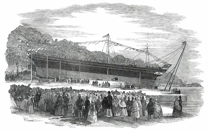 Framed Print : Launch of the Pelican, Iron Screw Steam-Ship, at Cork, 1850. Creator: Unknown. Launch of the Pelican, Iron Screw Steam-Ship, at Cork, 1850. Creator: Unknown Framed Print : Launch of the Pelican, Iron Screw Steam-Ship, at Cork, 1850. Creator: Unknown. Launch of the Pelican, Iron Screw Steam-Ship, at Cork, 1850. Creator: Unknown