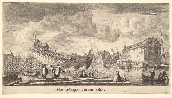 The Launch of a Ship, 17th century. Creator: Reinier Zeeman