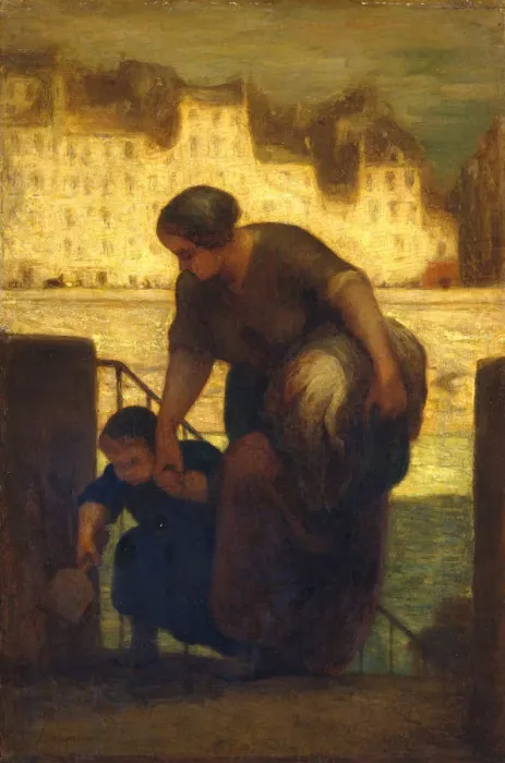 Framed Print : The Laundress, 186[3?]. Creator: Honore Daumier