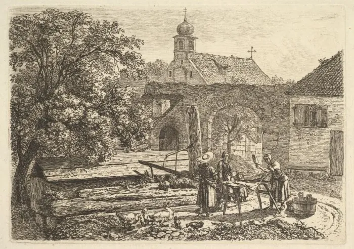 Framed Print : Laundress at an Artesian Well, 1817. Creator: Johann Christian Erhard Framed Print : Laundress at an Artesian Well, 1817. Creator: Johann Christian Erhard