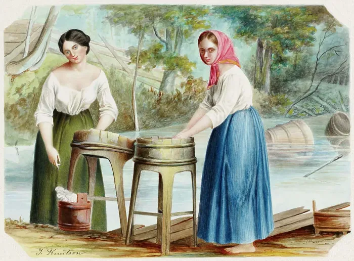 Framed Print : Laundresses, 1830-1899. Creator: Johan Knutson Framed Print : Laundresses, 1830-1899. Creator: Johan Knutson