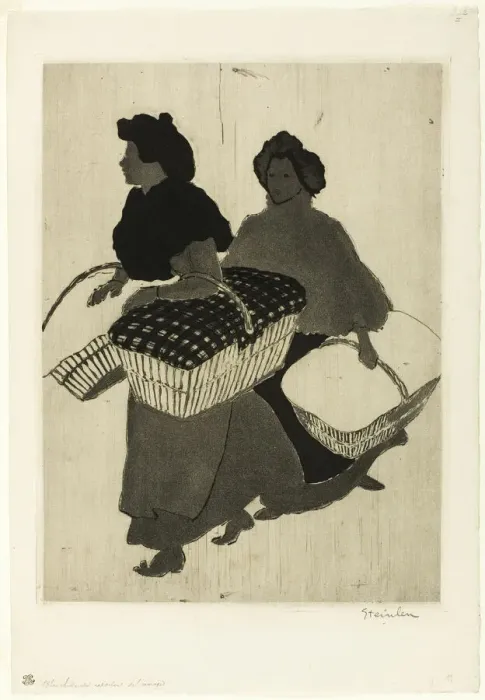 Framed Print : Laundresses Carrying Back Their Work, 1898. Creator: Theophile Alexandre Steinlen Framed Print : Laundresses Carrying Back Their Work, 1898. Creator: Theophile Alexandre Steinlen