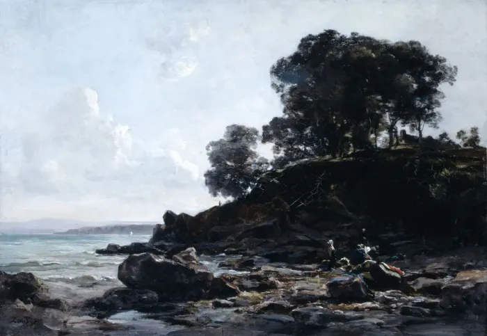 Framed Print : Laundrette at Low Tide, 1891. Artist: Emmanuel Lansyer Framed Print : Laundrette at Low Tide, 1891. Artist: Emmanuel Lansyer