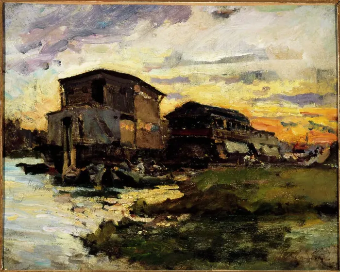 Framed Print : Laundry boat on the Seine, around Paris, c1880. Creator: Unknown Framed Print : Laundry boat on the Seine, around Paris, c1880. Creator: Unknown