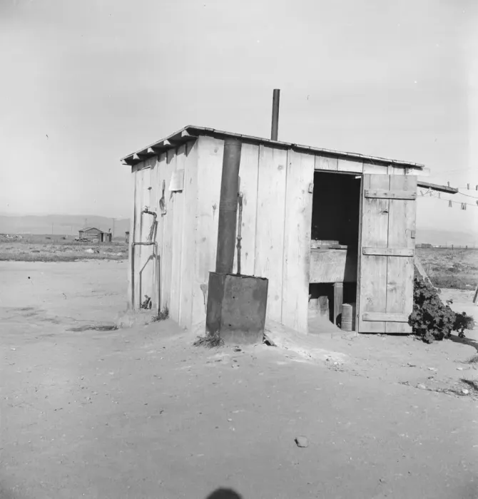 Framed Print : Laundry facilities for ten cabins at Arkansawyers auto camp, Salinas Valley, California, 1939. Creator: Dorothea Lange Framed Print : Laundry facilities for ten cabins at Arkansawyers auto camp, Salinas Valley, California, 1939. Creator: Dorothea Lange
