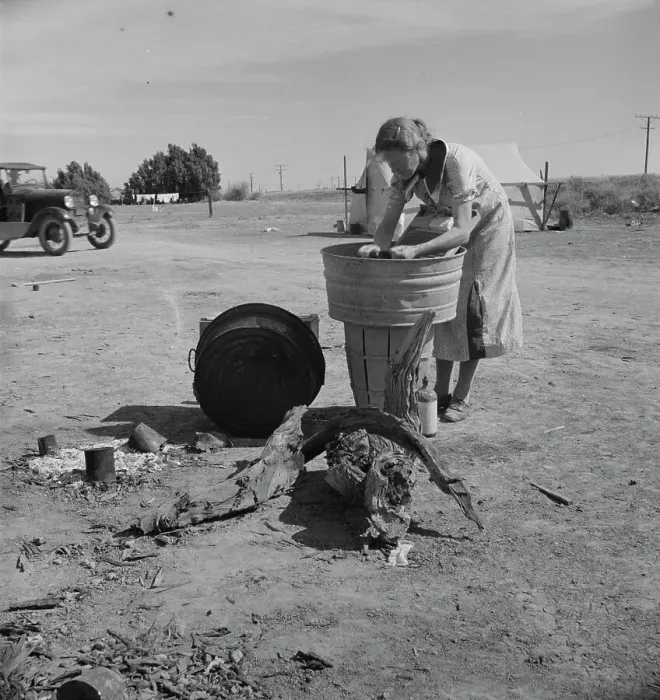 Framed Print : Laundry facilities in migratory labor camp, Imperial Valley, California, near Calipatria, 1937. Creator: Dorothea Lange Framed Print : Laundry facilities in migratory labor camp, Imperial Valley, California, near Calipatria, 1937. Creator: Dorothea Lange
