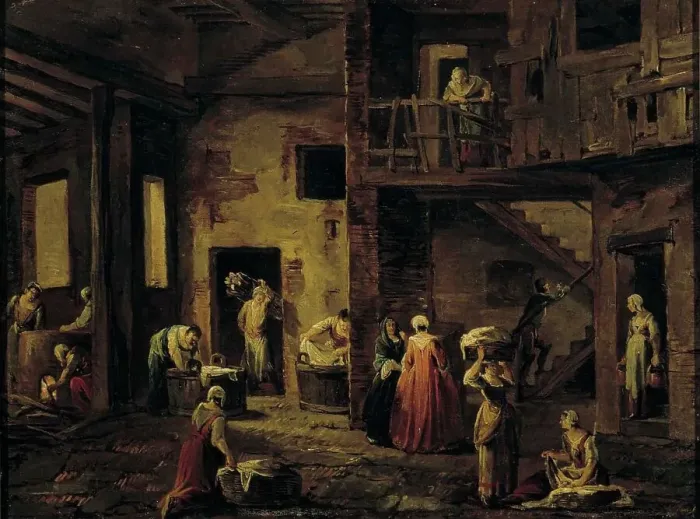 Framed Print : The Laundry House, 1750-1799. Creator: Antonio Diziani Framed Print : The Laundry House, 1750-1799. Creator: Antonio Diziani