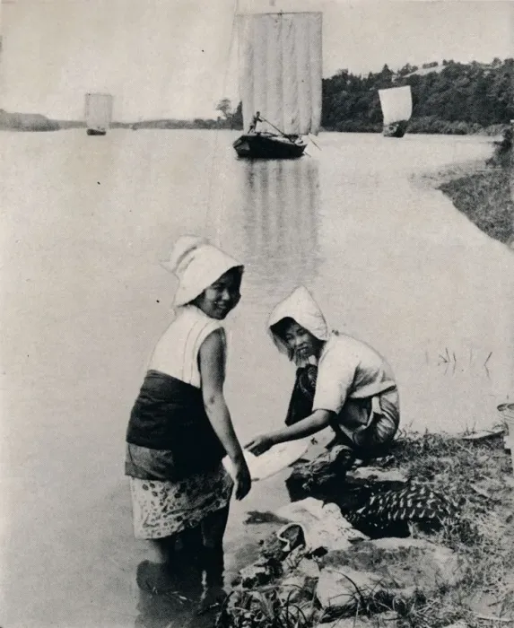 Framed Print : A laundry on the rivers brim, c1900, (1921). Artist: Julian Leonard Street Framed Print : A laundry on the rivers brim, c1900, (1921). Artist: Julian Leonard Street