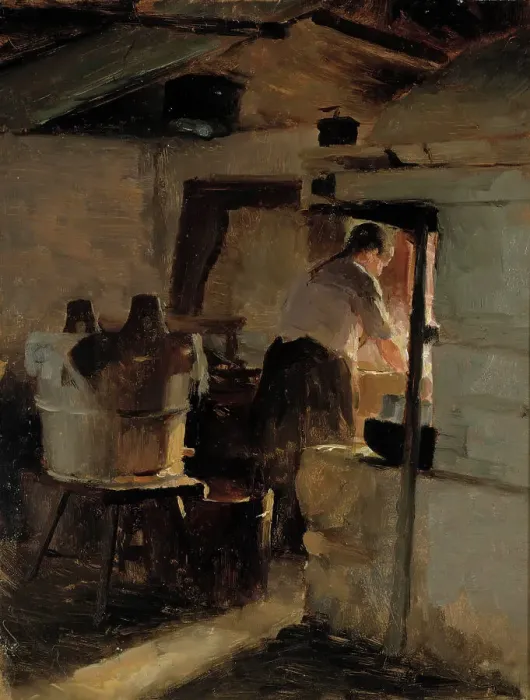 Framed Print : Laundry room, 1884. Creator: Albert Edelfelt Framed Print : Laundry room, 1884. Creator: Albert Edelfelt
