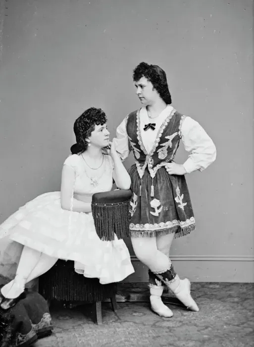 Framed Print : Laura Le Clair & Lottie Forbes, between 1855 and 1865. Creator: Unknown Framed Print : Laura Le Clair & Lottie Forbes, between 1855 and 1865. Creator: Unknown