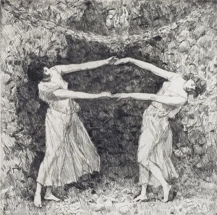 Framed Print : The Laurel Dance, 1915. Creator: Frederick Childe Hassam Framed Print : The Laurel Dance, 1915. Creator: Frederick Childe Hassam