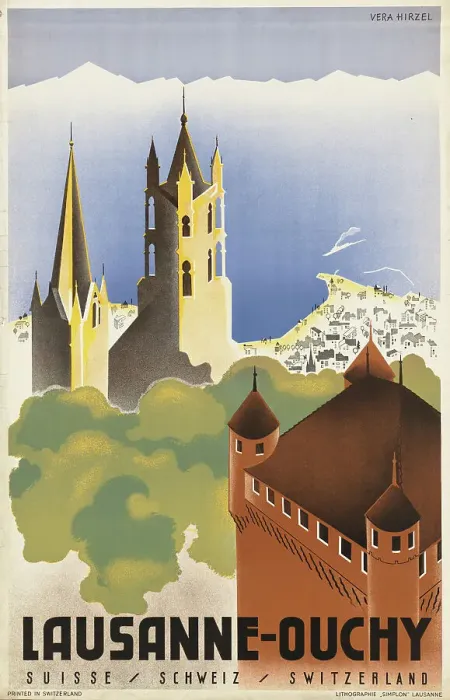 Framed Print : Lausanne - Ouchy, 1936. Creator: Hirzel, Véra (active 1930s) Framed Print : Lausanne - Ouchy, 1936. Creator: Hirzel, Véra (active 1930s)