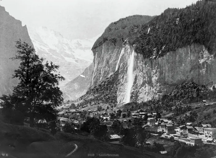 Framed Print : Lauterbrunnen Switzerland, [the valley of the 72 waterfalls] - Landscape. Creator: Unknown