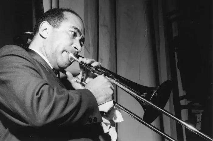 Framed Print : Lawrence Brown, American jazz trombonist, 1962. Creator: Brian Foskett Framed Print : Lawrence Brown, American jazz trombonist, 1962. Creator: Brian Foskett