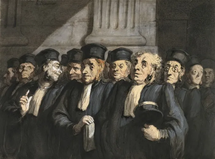 Framed Print : The Lawyers for the Prosecution, Early 1860s. Artist: Daumier, Honore (1808-1879) Framed Print : The Lawyers for the Prosecution, Early 1860s. Artist: Daumier, Honore (1808-1879)