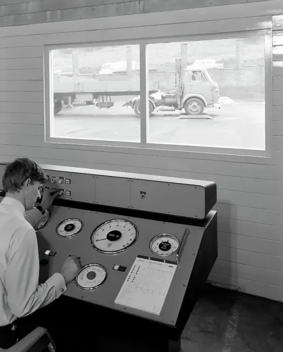 Framed Print : Laycock Commercial Brake testing unit with a Commer 10 ton tractor unit Sheffield, 1969