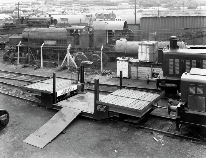 Framed Print : Laycock Engineering rail mounted loadlifta, Bicester sidings, Oxfordshire, 1959. Artist Framed Print : Laycock Engineering rail mounted loadlifta, Bicester sidings, Oxfordshire, 1959. Artist