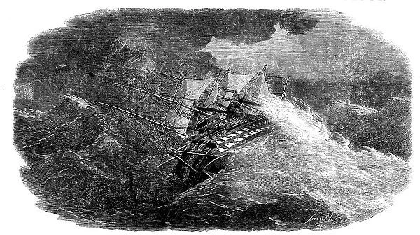 Laying the Atlantic Telegraph Cable - the 'Agamemnon' in a Storm, 1858. Creator: Smyth. Laying the Atlantic Telegraph Cable - the 'Agamemnon' in a Storm, 1858. Creator: Smyth