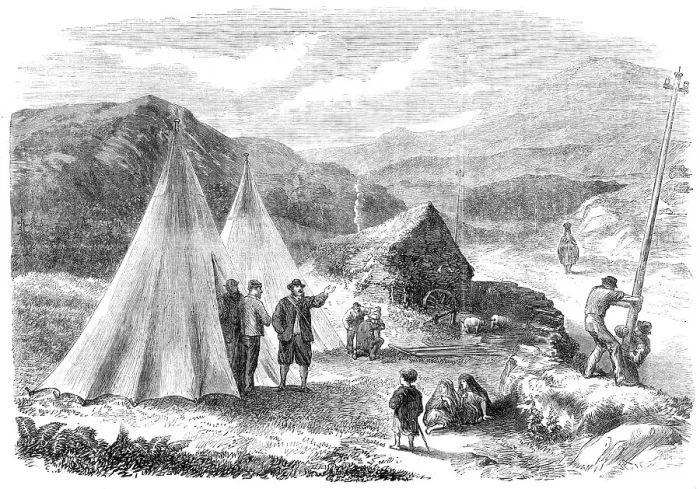 Framed Print : Laying of the Atlantic Telegraph Cable:workmen on the road between Killarney and Valencia, 1865 Creator: Unknown Framed Print : Laying of the Atlantic Telegraph Cable:workmen on the road between Killarney and Valencia, 1865 Creator: Unknown