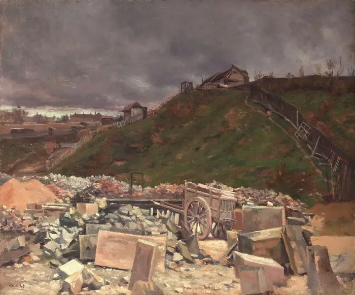 Framed Print : Laying cobblestones in Montmartre (landscape with a cart), 1889. Creator: Maximilien Luce Framed Print : Laying cobblestones in Montmartre (landscape with a cart), 1889. Creator: Maximilien Luce