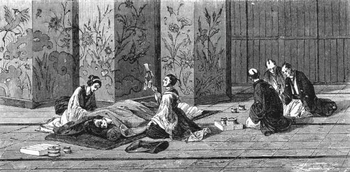 Framed Print : Laying out the dead.; A European Sojourn in Japan, 1875. Creator: Unknown Framed Print : Laying out the dead.; A European Sojourn in Japan, 1875. Creator: Unknown